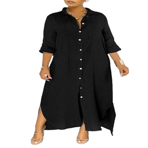 Venta al por mayor de tallas grandes Camisas Blusas estampadas gasa Streetwear Tops mujeres primavera elegante túnica camisa abotonada - Product Image 1