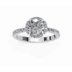 แหวนหมั้นเพชรทรงกลมแบบ Ever After ผลิตจากเพชรเลี้ยงในห้องปฏิบัติการ  ทอง 9k 14k 18k สีเหลือง ชมพู ขาว  งานฝีมือที่ยั่งยืนสำหรับเครื่องประดับเจ้าสาว - Product Image 1