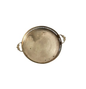Plateaux de service ronds en métal antiques avec poignée pour repas cuisine de table cadeau de mariage plateau de petit déjeuner noël au prix de gros - Product Image 4