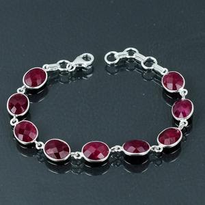 Bracelet pour femme en argent sterling 925 plaqué rhodium avec pierre précieuse rubis, fait à la main, cadeau de mariage pour maman - Product Image 2