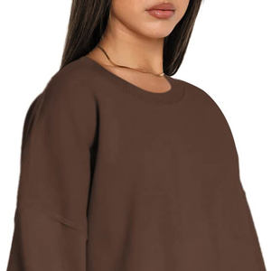 Venta caliente al por mayor de moda popular totalmente personalizado cuello redondo de algodón hecho liso color sólido mujeres sudadera - Product Image 5