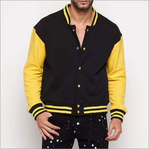 Chaqueta universitaria personalizada Letterman para hombre, chaqueta informal unisex con estampado de logotipo de béisbol y cuerpo de lana y mangas de cuero, ropa de calle Bomber - Product Image 1