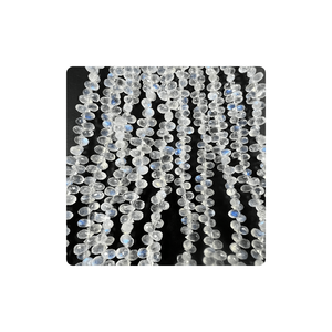 Meilleures facettes de larme de pierre de lune arc-en-ciel de feu bleu de 8 pouces 5-6mm env. Taille de brin Fabrication de bijoux naturels de qualité supérieure Alif - Product Image 4