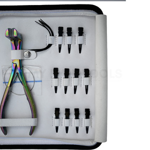 ชุดเครื่องมือสำหรับต่อผมชุดเครื่องมือสำหรับต่อลูกปัดสเตนเลสสตีลชุดเครื่องมือสำหรับลูกปัดวิกพร้อมห่วงเข็มตะขอเทปในคีม - Product Image 3