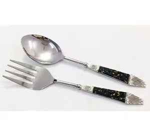 Espejo de acero inoxidable de alta calidad pulido ensalada servidor cuchara tenedor herramienta para servir vajilla utensilios de cocina hogar - Product Image 4