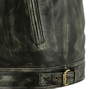 Veste en cuir véritable pour homme, style motard vintage, effet vieilli, marron, café racer, veste bomber en cuir faite à la main pour homme - Product Image 6