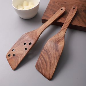 Espátulas de madera de acacia para cocinar, utensilios ecológicos, juego de Espátulas de cocina de madera natural - Product Image 5