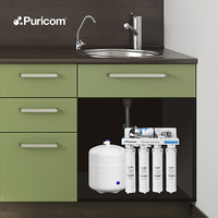 Sistema de Ósmosis Inversa Puricom para Agua Potable Doméstica, Eléctrico, Bajo Fregadero, Filtración de 4 Etapas, 100 GPD, 1 Año de Garantía, 110/220V