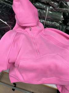 Femmes Vintage Style recadrée à capuche personnalisé Zip pull sweat col montant goutte épaule Gym vêtements de sport Streetwear taille XS - Product Image 4