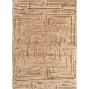 พรมขนสัตว์ถักมือสีเบจและสีน้ำตาลลายเรขาคณิตสำหรับห้องนั่งเล่น ขนาด 9x12 ฟุต รูปทรงสี่เหลี่ยมผืนผ้า เหมาะสำหรับทางเข้าและโถงทางเดิน-RA-1142 - Product Image 1