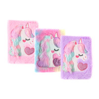 Carnet de notes A5 en peluche licorne 80 feuilles 80Gr/M2 couverture rigide avec reliure à couture thermique couverture en tissu PVC style points pour cadeaux