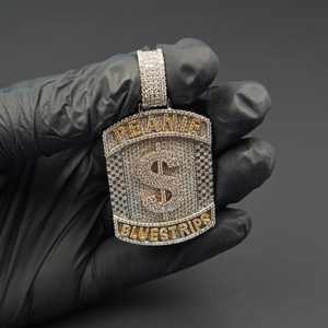 Luxury <b>Iced</b> Dollar Logo Letter Moissanite Pendant 925 Silver Hip Hop Trendy Personalized Fine Jewelry Pendants Charms Unisex - Product Image 5