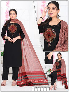 Conjunto Salwar Kameez Dhwaja Export L 5XL, Algodón Premium, Traje Tradicional para Bodas, Gamthi con Parches Hechos a Mano, Dupatta de Alta Calidad - Product Image 4