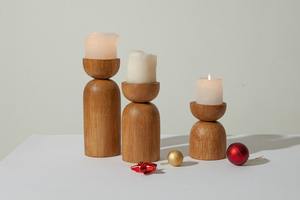 Porte-bougie en bois de qualité naturelle, magnifique centre de table pour la décoration de la maison et du bureau, en vente - Product Image 3