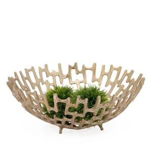 NUEVO TAZÓN DE METAL LUXUOSO Y MODERNO HECHO A MANO PARA SERVIR DÁTILES, CON DECORACIÓN ARTÍSTICA FLORAL EN ACABADO DORADO, PARA BODAS - Product Image 5
