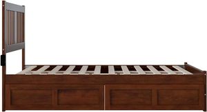 Cama de panel de madera de nogal hecha a mano, diseño tradicional con estribo de tamaño completo y 2 cajones para uso doméstico - Product Image 4