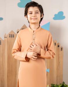 Kameez Shalwar-Tenue traditionnelle tendance pour enfants, parfaite pour l'Aïd et les mariages, couleur marron et crème, nouvel arrivage - Product Image 5