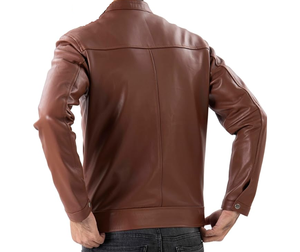 เสื้อแจ็กเก็ตหนังแกะแท้แบบพอดีตัวมีซิปด้านหน้าทรงสลิมฟิตสำหรับฤดูหนาวเนื้อผ้าซาตินระบายอากาศได้ดี - Product Image 6