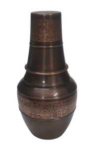 Pure Copper Bedside Carafe Flask With <b>Tumbler</b> for Ayurvedic Health Benefits Copper Material Hammered Water Bottle - Product Image 6