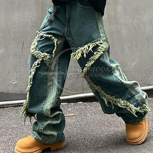 กางเกงยีนส์ขากว้างสำหรับผู้ชายเสื้อผ้าแนวสตรีทสำหรับผู้ชายกางเกงขากว้างสีตามสั่งสไตล์ใหม่ - Product Image 3
