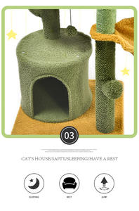 Hoge Groene Cactus Kat Boom Krabber Toren Meubels Natuurlijke Sisal Krassen Palen Cactus Kat Toren - Product Image 3