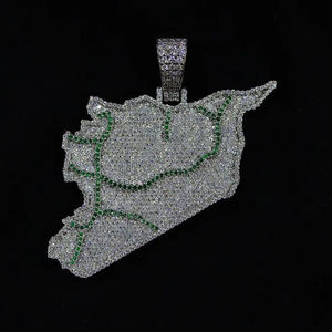 จี้แผนที่ประเทศเงิน925ตามสั่งโรเดียมฮิปฮอปสร้อยคอเพชรโมอิสซาไนต์ส่วนตัวจี้เครื่องประดับชั้นดีและเสน่ห์ - Product Image 1