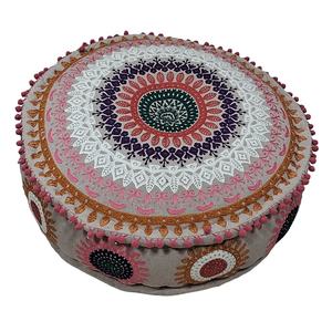 Pouf pouf moderne en coton de style bohème joliment brodé pouf décoratif indien pouf de noël décor tissu style artistique - Product Image 1