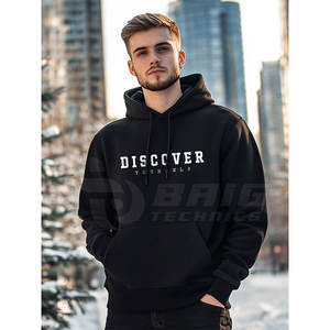 Sweat à capuche en coton mélangé pour hommes à la mode avec un matériau respirant et un design ajusté pour un usage décontracté Sweat à capuche pour hommes modernes - Product Image 2