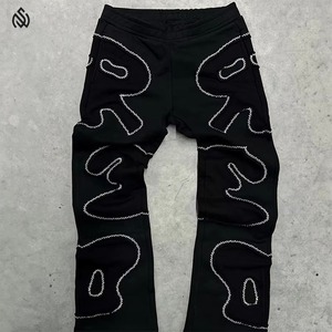 2025 New Winter Plus Size Eco-Friendly Reversible Hooded Vintage Acid Wash Custom Rhinestone Printed Two-Piece Men's <b>Tracksuits</b> - Product Image 4