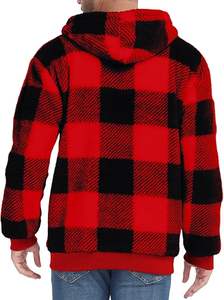 Pull à capuche à manches longues pour hommes et femmes de haute qualité pour l'hiver Sweat-shirt à capuche personnalisé ODM Buffalo imprimé à carreaux cordon de serrage en polaire solide - Product Image 2