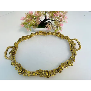 Bandeja de servicio de hoja de metal con la mejor calidad en nuevos diseños Usos para Hotel Restaurante Bandeja de servicio en casa y regalo para boda - Product Image 2