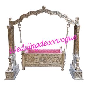 Elegant Wedding Jhoola Swing with Pink Quilted Interior Decorative Display for Ceremony Events - Product Image 2
