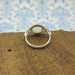 แหวนเงิน925ที่ได้แรงบันดาลใจมาจากโบฮีเมียนทำด้วยมือพลอยโอปอไลต์ทรงรีตัดเพชรเครื่องประดับสำหรับปาร์ตี้งานแต่งงานประดับไข่มุกฝัง - Product Image 3