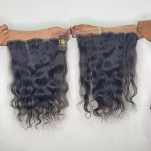 Línea de cabello natural 13x6 13x4 cierre frontal de encaje HD con paquetes de cabello, proveedores de cabello humano sin procesar de templo indio - Product Image 2