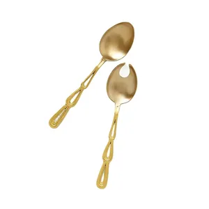 Cuchara Tenedor Juego 2 Forma Mango Vajilla de acero inoxidable Hogar Cocina Cubiertos Postre Cuchara Boda Uso en el hogar Juego de 4 - Product Image 6