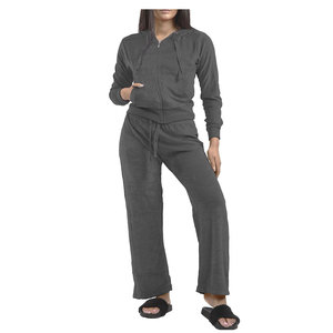 2024 survêtement en velours personnalisé pour femmes imprimé sweat à capuche zippé et pantalon de jogging veste en velours et ensemble deux pièces pour l'hiver - Product Image 6