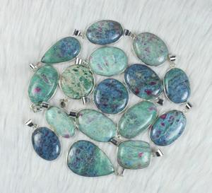 จี้พลอยทับทิมธรรมชาติในหินฟัดไซต์ขายส่งจี้ชุบเงินหนามเตยเครื่องประดับจี้เพชรเม็ดทับทิมขนาดผสม - Product Image 4