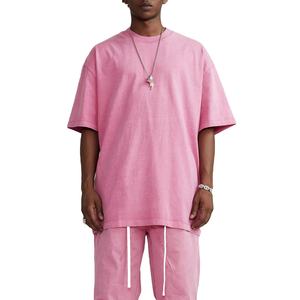 เสื้อยืดทรงบ็อกซี่สีชมพูสำหรับผู้ชาย ผ้าฝ้ายออร์แกนิค 100% เนื้อหนา คุณภาพสูง ทรงหลวม ไหล่ตก  รับออกแบบโลโก้ตามสั่ง ปี 2026 - Product Image 1