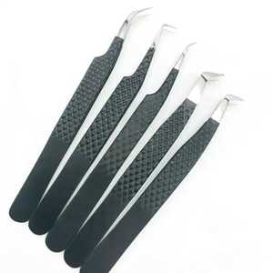 Pinces à épiler en acier inoxydable de haute précision à pointe dentelée antistatique de 10 mm de longueur, pointe en fibre, 45/75/90 degrés, pinces à épiler privées - Product Image 5