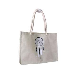 Sac fourre-tout en coton de jute de qualité supérieure Sac de plage promotionnel imprimé de logo personnalisé Nouveautés avec impression personnalisée - Product Image 2