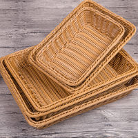 Panier de rangement multifonctionnel, plateau rectangulaire en PP tissé, panier de rangement pour le pain, les fruits, les légumes, les aliments, pour la cuisine, le supermarché