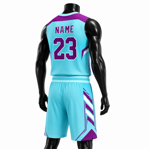 Conjunto de Uniforme Personalizado para Equipo de Baloncesto |   Camisetas Sublimadas 100% Poliéster Transpirables, Pantalones Cortos con Cordón Ajustable |   Tops con Tirantes en V |   Frontal | - Product Image 4