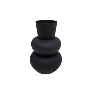 Florero de Metal de hierro de estilo Popular acabado negro para el hogar boda restaurante Decoración de mesa florero de Metal hecho a mano a granel - Product Image 1