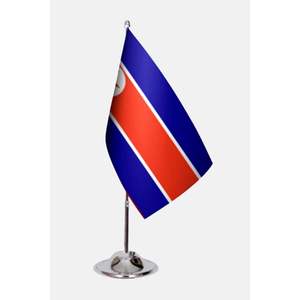 Drapeaux de bureau personnalisés de Corée du Nord en satin et soie avec mât en aluminium, impression numérique pour affichage et utilisation en voiture - Product Image 1