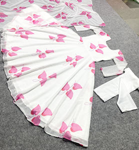 Robe Anarkali Kurti indienne tendance avec dupatta, tenue de soirée de mariage pour femme, longue robe en soie Banglory brodée, longueur au sol, pour mariage - Product Image 2