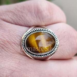 925 Sterling Silver <b>Tiger</b> <b>Eye</b> <b>Ring</b> Handmade June Birthstone Statement Promise Jewelry Natural <b>Tiger's</b> <b>Eye</b> Fashion Stud Earrings - Product Image 5