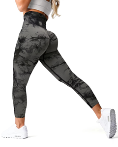 Offre Spéciale femmes taille haute pantalons de Yoga Slim Scrunch bout à bout séchage rapide respirant Fitness Leggings-fait Spandex cravate teinture pêche hanche - Product Image 3