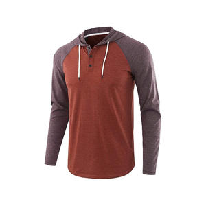 เสื้อเบสบอลมีฮู้ดสำหรับผู้ชาย, เสื้อกีฬาแขนแร็กแลนแบบลำลองมีเชือกผูก - Product Image 5