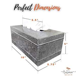 Cubierta de caja de pañuelos rectangular galvanizada de granja rústica de metal | Construcción de calidad El acento de granja cálido perfecto para ti - Product Image 6