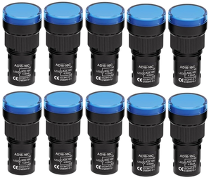 Luz indicadora LED de 120V de bajo consumo, lámpara de señal piloto azul para paneles de control, uso industrial, material plástico duradero - Product Image 1